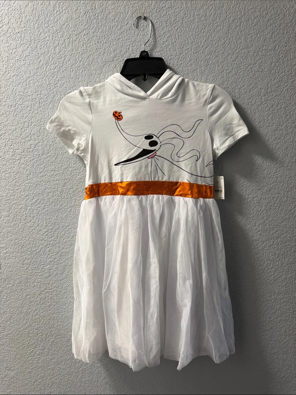 White & Orange Ghost Girl's Costume Dress size10-12 Halloween